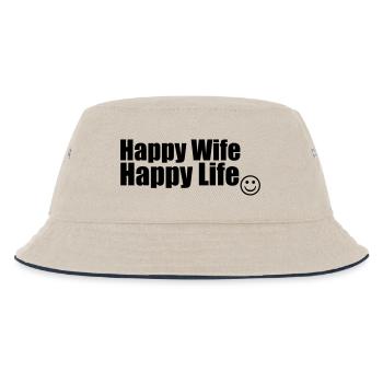 Happy Wife, Happy Life - Kids’ Bucket Hat - ecru/navy - Front