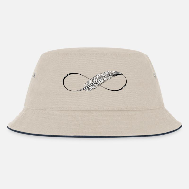 Cute Lines Infinity Feder - Kinder Bucket Hat - Natur/Navy