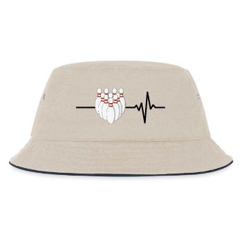 Bowling ist mein Leben, Herzschlag, Strike - Kinder Bucket Hat - Natur/Navy - Vorne