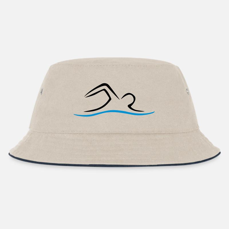 SCHWIMMEN - Kinder Bucket Hat - Natur/Navy