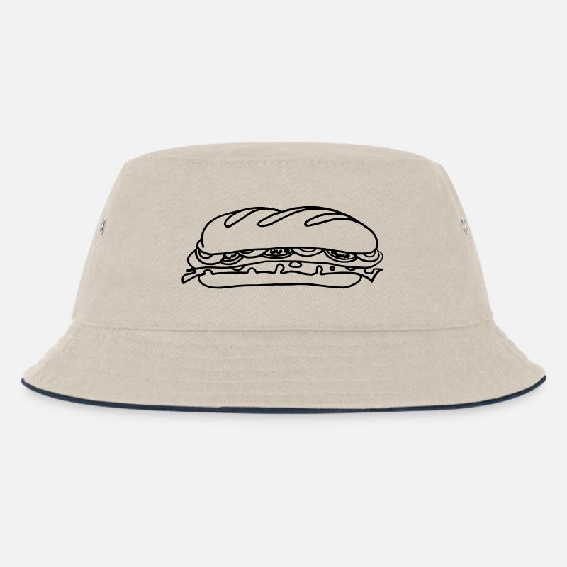 Sandwich Sandwich Bread Gift Gift Idea - Kids’ Bucket Hat - ecru/navy