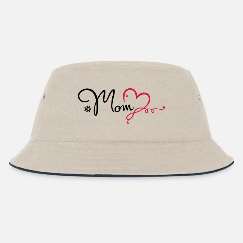 Love Mom Geschenk Muttertag Mama - Kinder Bucket Hat - Natur/Navy