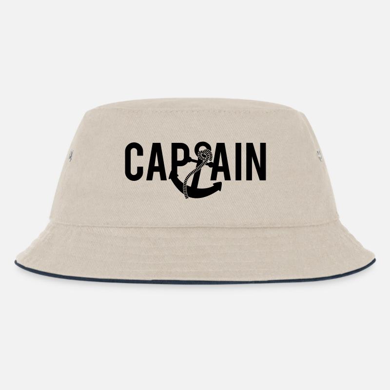 Captain Anchor Logo - Kinder Bucket Hat - Natur/Navy