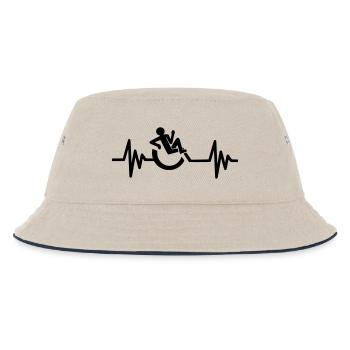 Bild: Rollstuhl, Herzschlag, entspannt # - Kinder Bucket Hat - Natur/Navy - Vorne