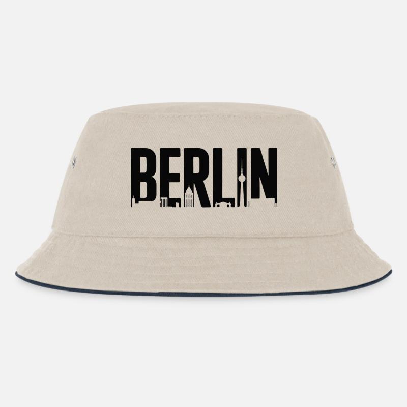 Berliner Skyline-Silhouette - Kinder Bucket Hat - Natur/Navy