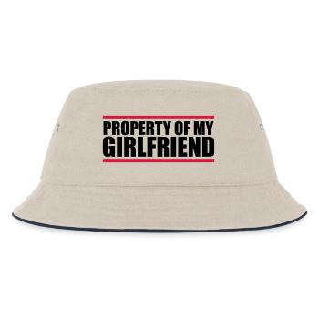 beam property of my girlfriend saying design eig - Kids’ Bucket Hat - ecru/navy - Front