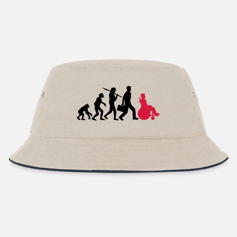evolution rollstuhl entwicklung silhouette behinde - Kinder Bucket Hat - Natur/Navy
