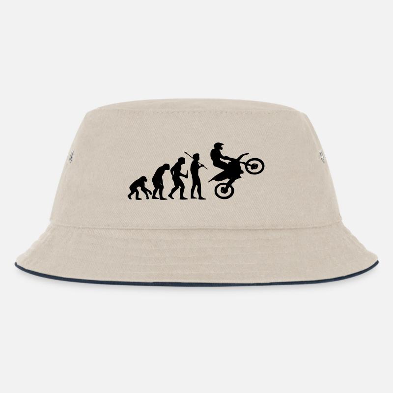 Evolution Affe zu Motocross - Kinder Bucket Hat - Natur/Navy