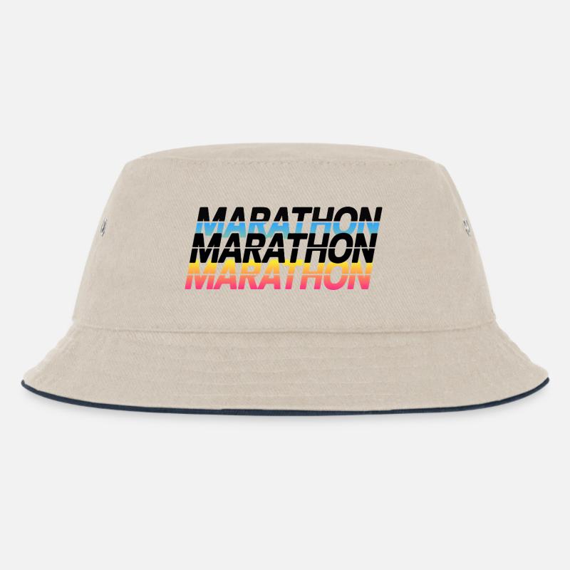 Marathon Gradient Typography - Kids’ Bucket Hat - ecru/navy
