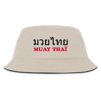Muay Thai (V) - Kinder Bucket Hat - Natur/Navy - Vorne