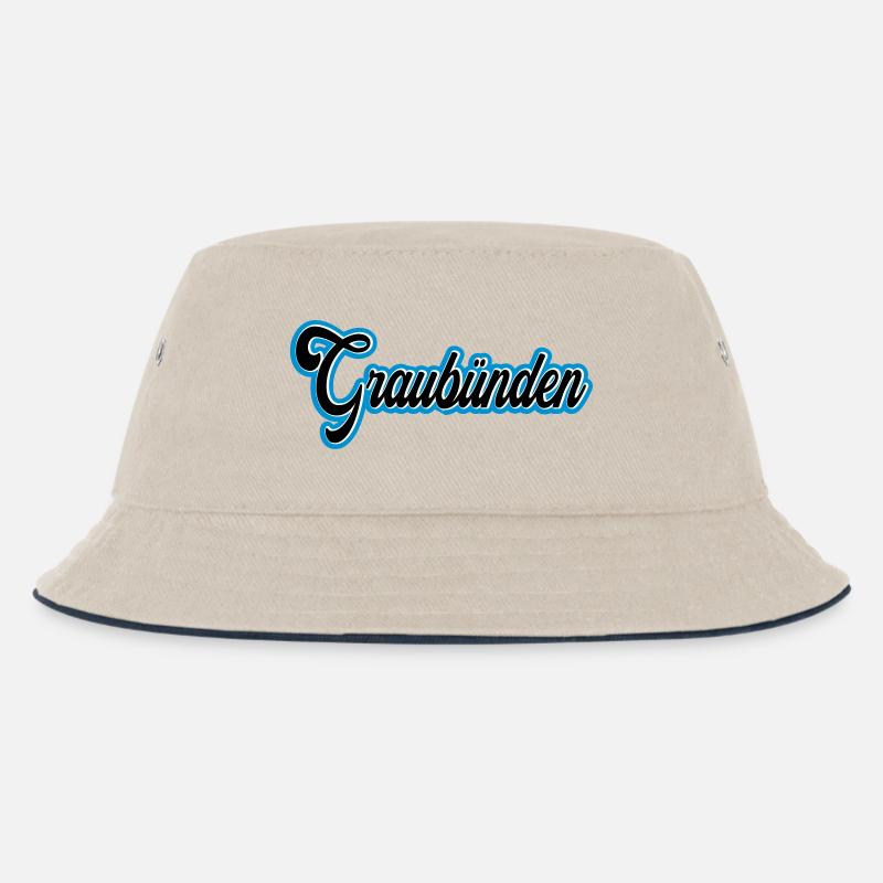 Graubünden Script mit Blau Outline - Kinder Bucket Hat - Natur/Navy