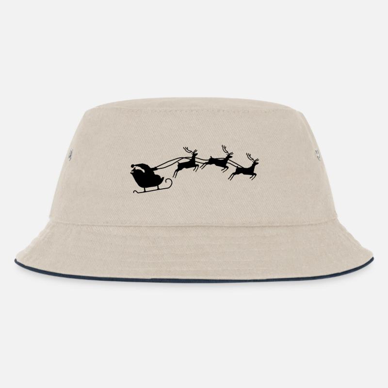 Weihnachtsmann mit Schlitten - Kinder Bucket Hat - Natur/Navy