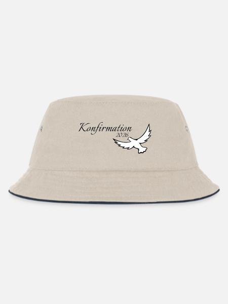 Konfirmation 2026 Geschenkideen Taube auffliegend - Kinder Bucket Hat - Natur/Navy