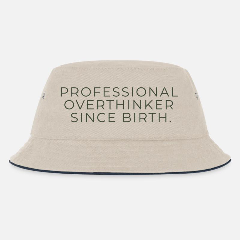 Professional Overthinker Since Birth – Minimalist - Kinder Bucket Hat - Natur/Navy