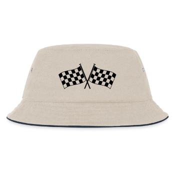 Zwei Zielflaggen Sieger des Rennens - Kinder Bucket Hat - Natur/Navy - Vorne