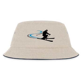 Winter - Skifahrer - Kinder Bucket Hat - Natur/Navy - Vorne