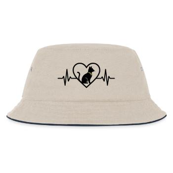 Katze Herz Silhouette Süß Pet Lover Geschenk - Kinder Bucket Hat - Natur/Navy - Vorne