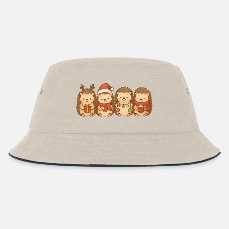 Igel Kinder Jungen Mädchen Weihnachtsigel - Kinder Bucket Hat - Natur/Navy