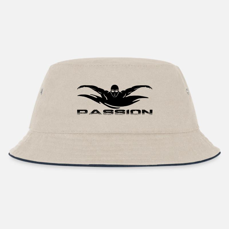 Swimming - Kinder Bucket Hat - Natur/Navy
