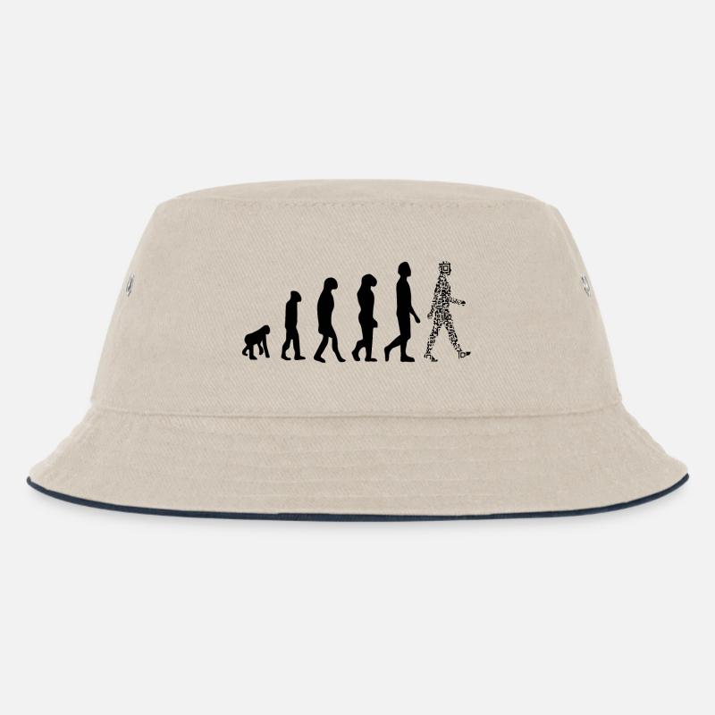 Evolution QR Code - Humor Gesundheits-Pass - Kinder Bucket Hat - Natur/Navy