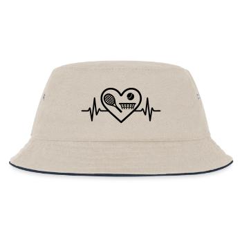 Tennis Herz Schläger Ball Netz - Kinder Bucket Hat - Natur/Navy - Vorne
