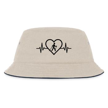 Nordic Walking Herz Sport Wanderung Stöcke - Kinder Bucket Hat - Natur/Navy - Vorne