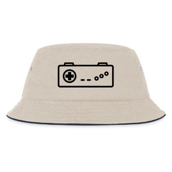Retro Gamepad Outline Icon - Kinder Bucket Hat - Natur/Navy - Vorne