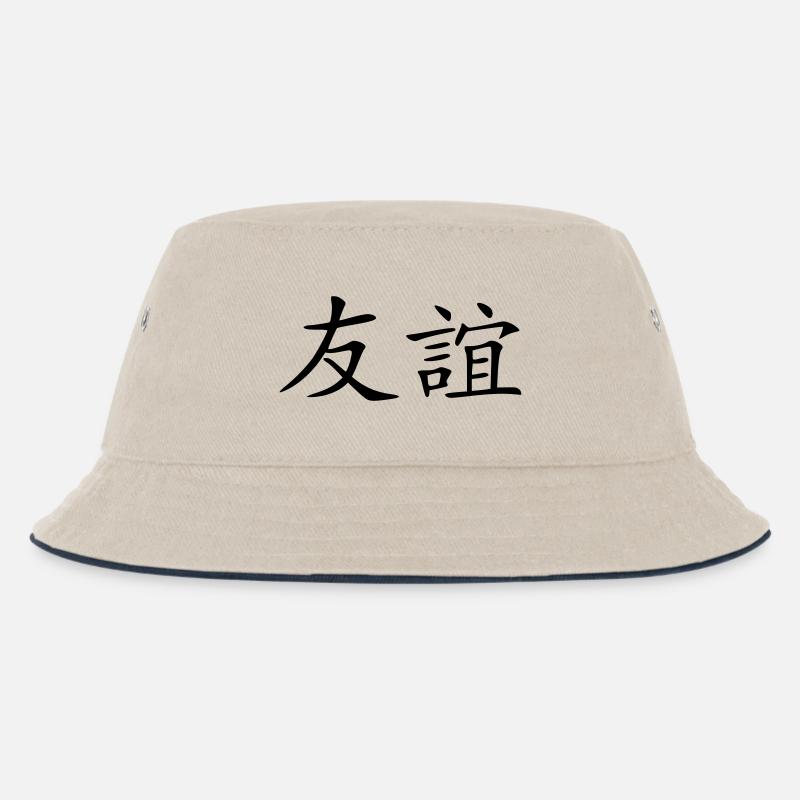 freundschaft - Kinder Bucket Hat - Natur/Navy