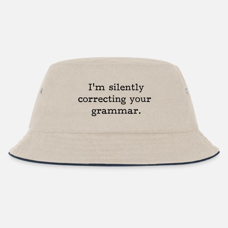 I’m silently correcting your grammar. - Kids’ Bucket Hat - ecru/navy