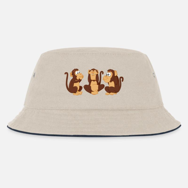 Die Drei Affen - Kinder Bucket Hat - Natur/Navy