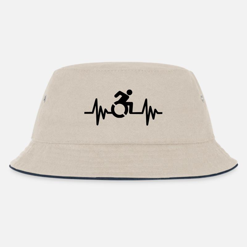 Bild Rollstuhlsymbol mit Herzfrequenz * - Kinder Bucket Hat - Natur/Navy