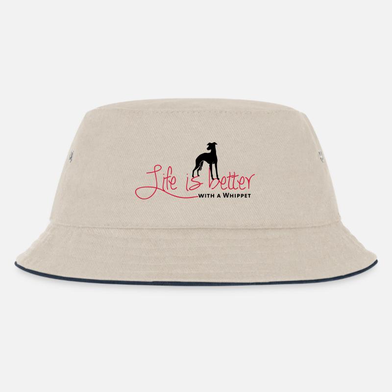 Life is better with a Whippet - Kinder Bucket Hat - Natur/Navy