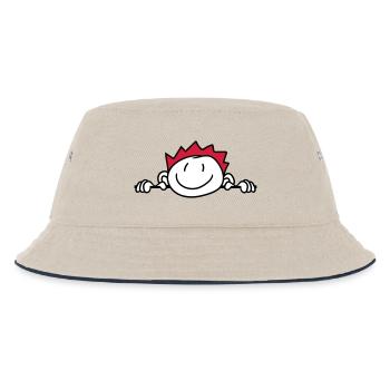 verstecken wand mauer gesicht kopf kind gemalt kri - Kinder Bucket Hat - Natur/Navy - Vorne