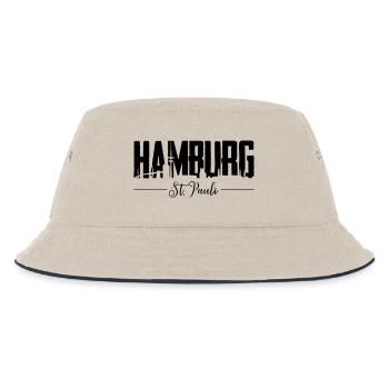 Hamburg St. Pauli, Reeperbahn, Kiez - Kinder Bucket Hat - Natur/Navy - Vorne