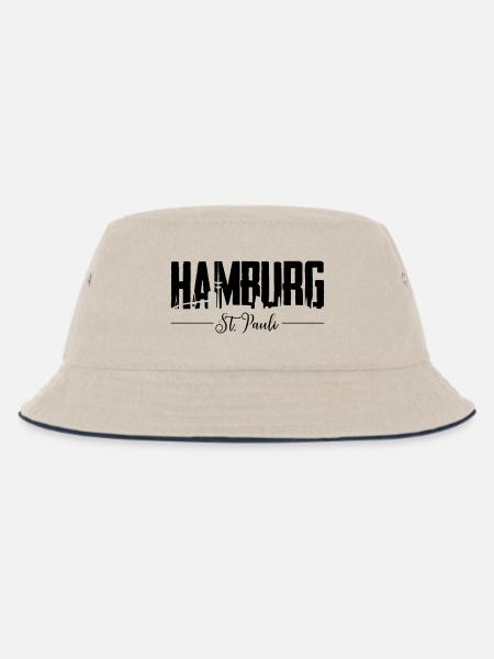 Hamburg St. Pauli, Reeperbahn, Kiez - Kinder Bucket Hat - Natur/Navy