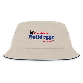 Französische Bulldogge Logo - Kinder Bucket Hat - Natur/Navy - Vorne