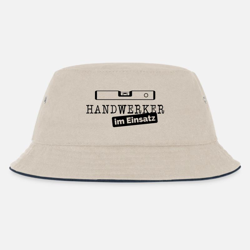 Handwerker im Einsatz Wasserwaage Handwerk Bau - Kinder Bucket Hat - Natur/Navy