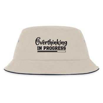 Overthinking in Progress – humorvoller Spruch - Kinder Bucket Hat - Natur/Navy - Vorne