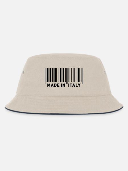 MADE IN ITALY - Kinder Bucket Hat - Natur/Navy