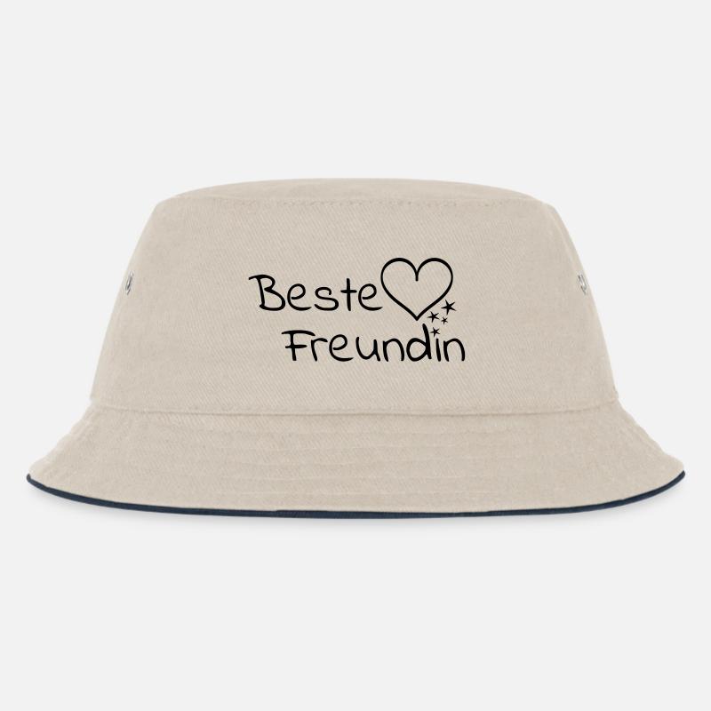 Beste Freundin - Kinder Bucket Hat - Natur/Navy