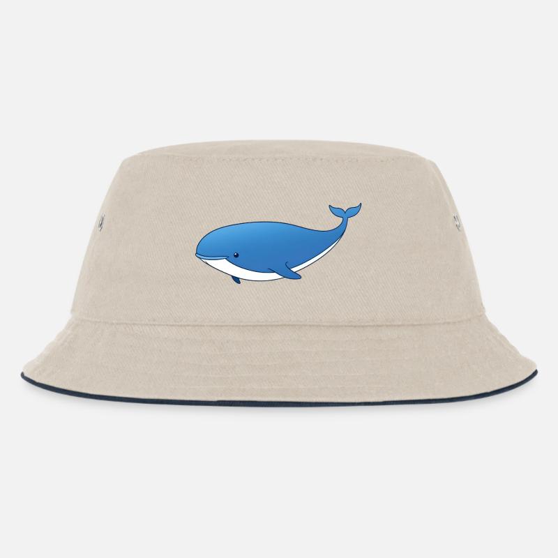 Blauer Wal Cartoon - Kinder Bucket Hat - Natur/Navy