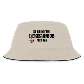 Nicht faul, Energiesparmodus – Akku 12% Spruch - Kinder Bucket Hat - Natur/Navy - Vorne