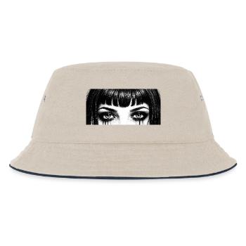 Black and White Eyes Teardrop Design - Kids’ Bucket Hat - ecru/navy - Front