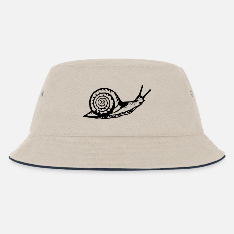 Snail black and withe - Kinder Bucket Hat - Natur/Navy
