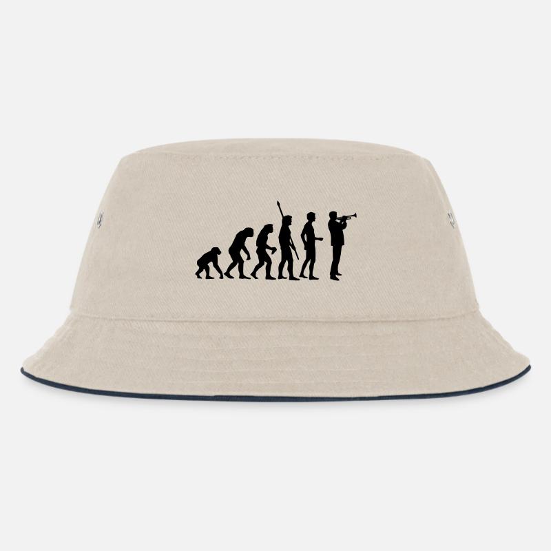evolution_trompeter - Kinder Bucket Hat - Natur/Navy