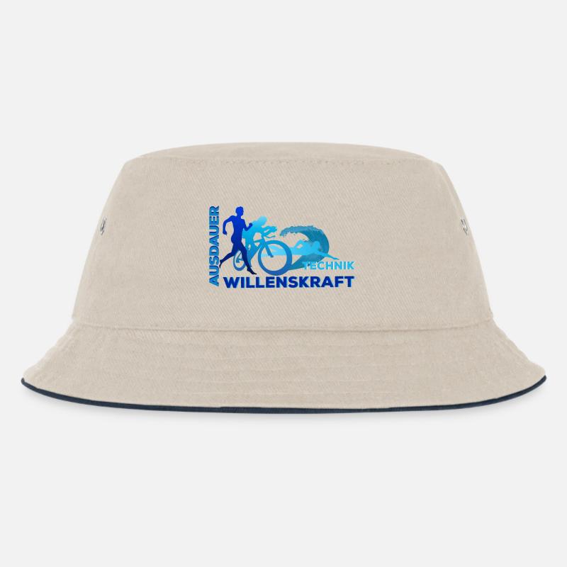Triathlon - Ausdauer - Technik - Willenskraft - Kinder Bucket Hat - Natur/Navy
