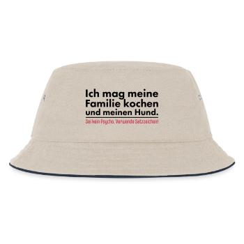 Ich mag meine Familie kochen und meinen Hund - Kinder Bucket Hat - Natur/Navy - Vorne