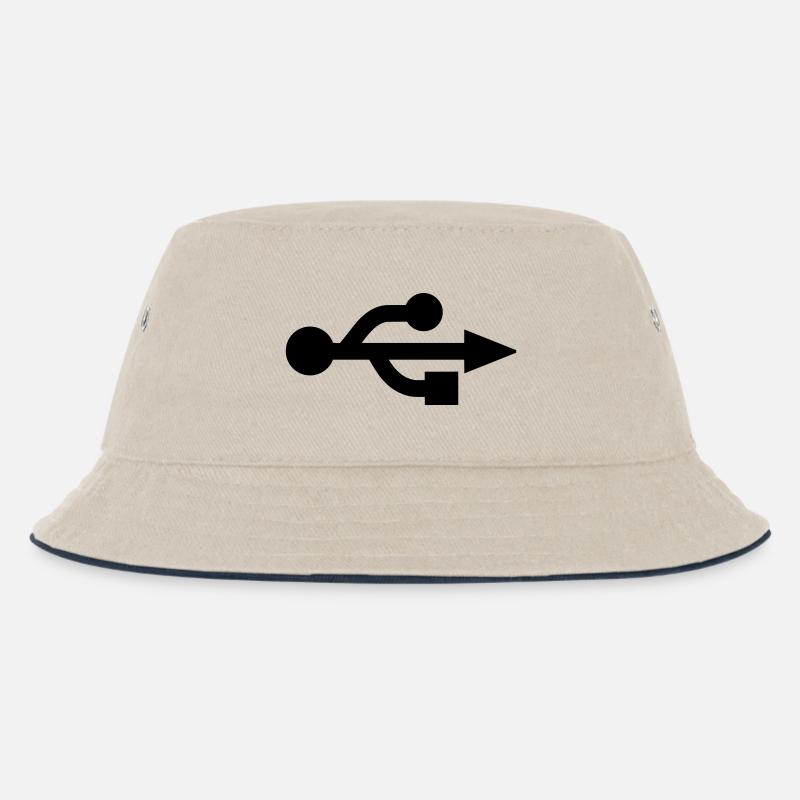 USB Logo - Nerd - Geek - Kids’ Bucket Hat - ecru/navy