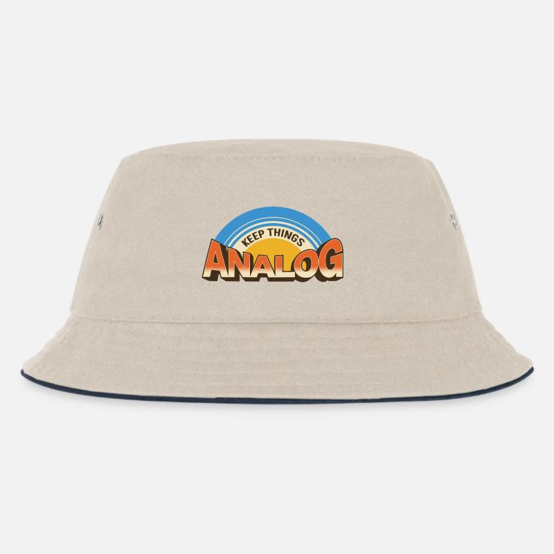 Keep Things Analog – Retro Tech-Statement - Kinder Bucket Hat - Natur/Navy