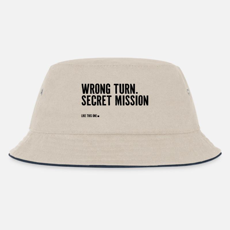wrong turn. secret mission. - Kinder Bucket Hat - Natur/Navy